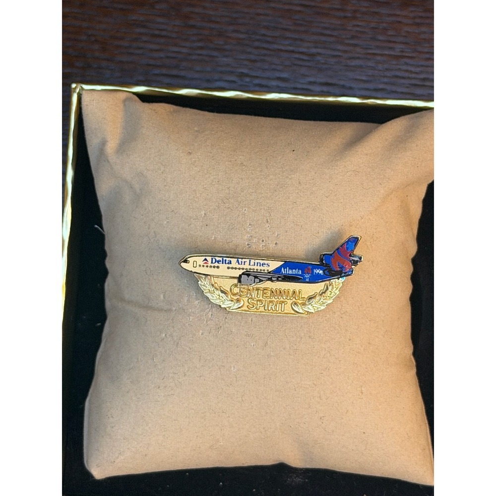 Delta Air Lines Atlanta 1996 Olympic Centennial Spirit Airplane Enamel Lapel Pin